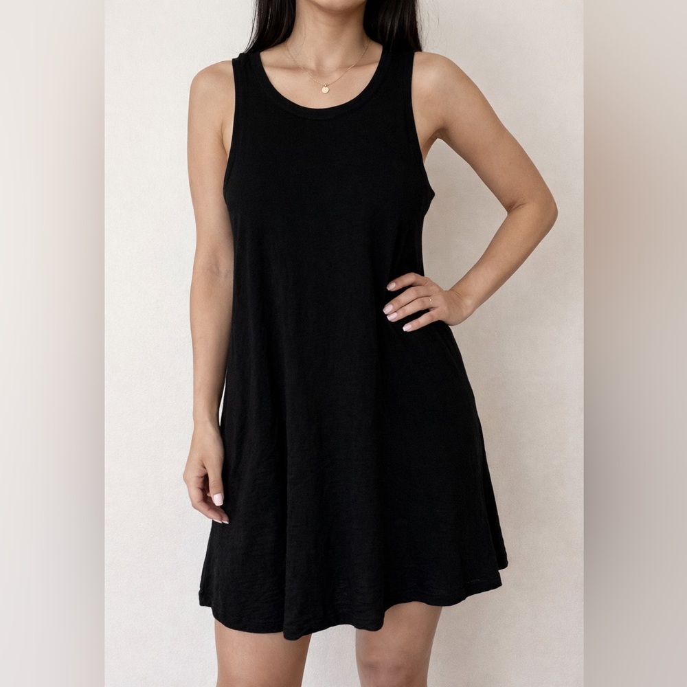 Classic Black Tank Swing Dress - 100% Merino